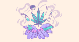 desenho de folha de maconha. Série "Empreendedoras da maconha"