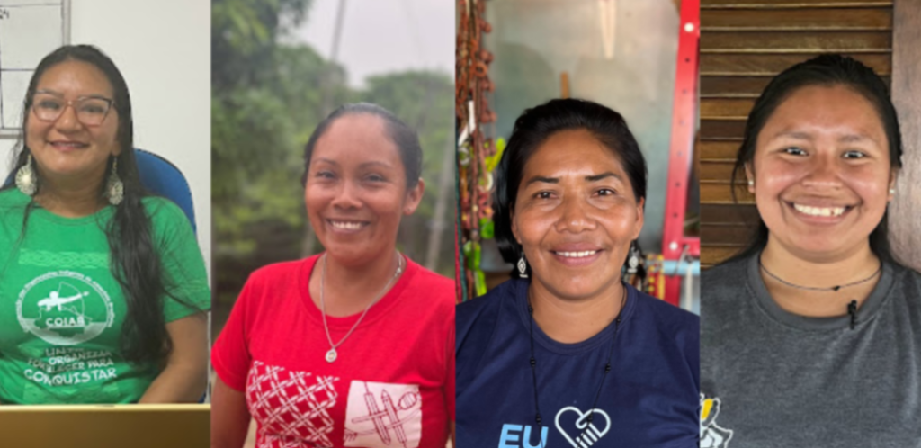 Quatro mulheres indígenas sorrindo